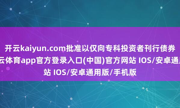 开云kaiyun.com批准以仅向专科投资者刊行债券的容貌-kai云体育app官方登录入口(中国)官方网站 IOS/安卓通用版/手机版
